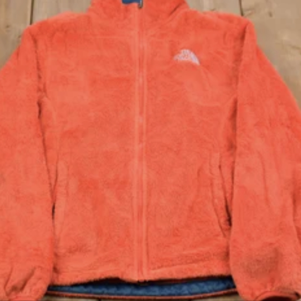 The North Face Orange Fuzzy Fleece Zip Up Jacket Size M Used Exc MSRP $100